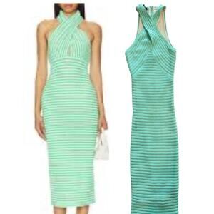 BEBE DIANA RIB-KNIT TEAL MIDI DRESS SIZE XS NWOT
